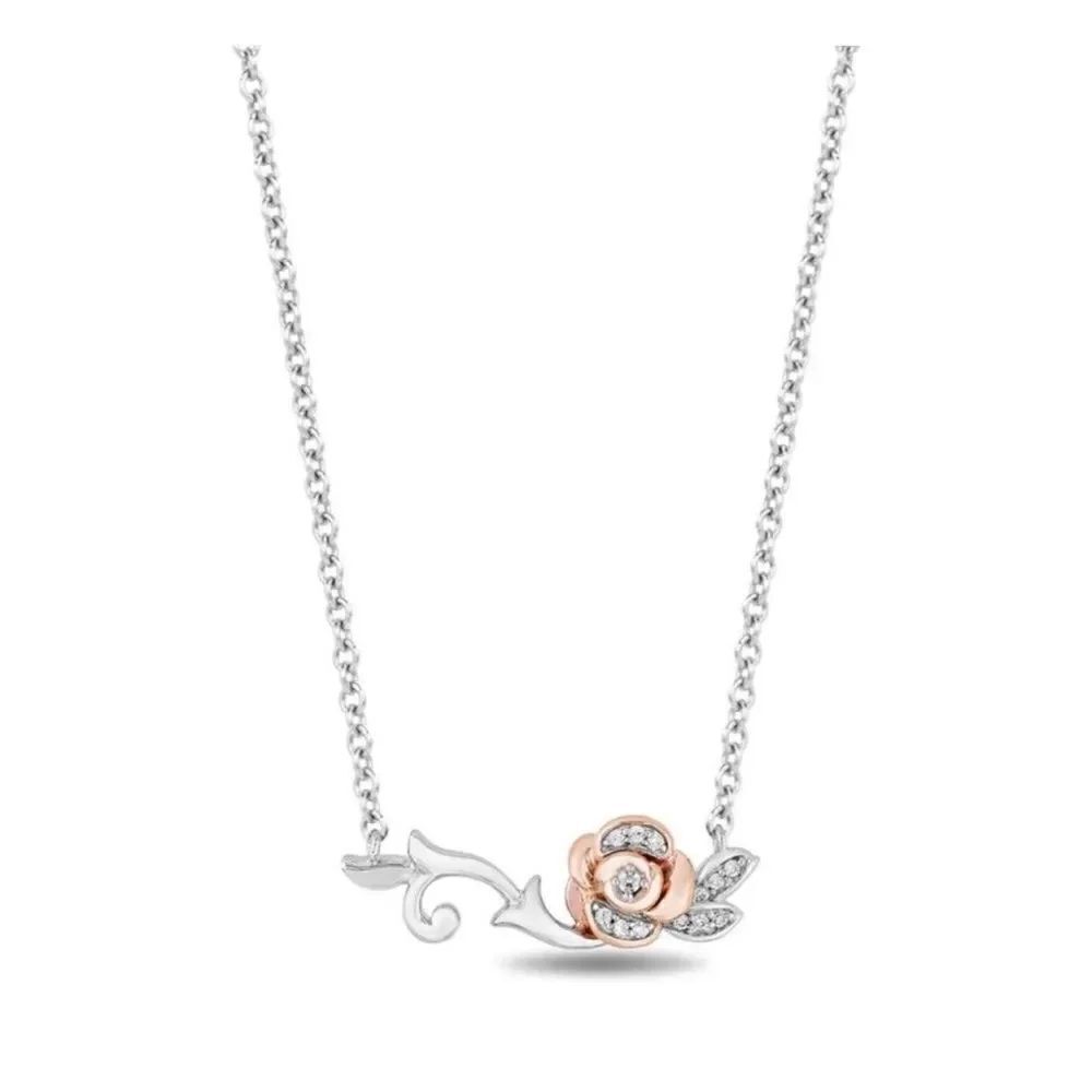Enchanted Disney 14K Belle Rose Necklace